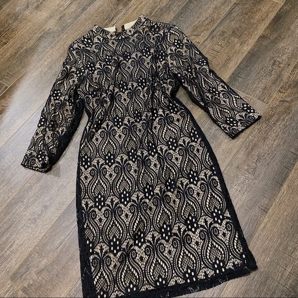 Midnight Doll Black Lace Overlay Formal Midi Dress Size 9